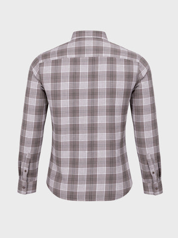 Men's Brown Slim Fit Checkered Casual Shirt