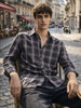 Men's Black Slim Fit Checkered Casual Shirt
