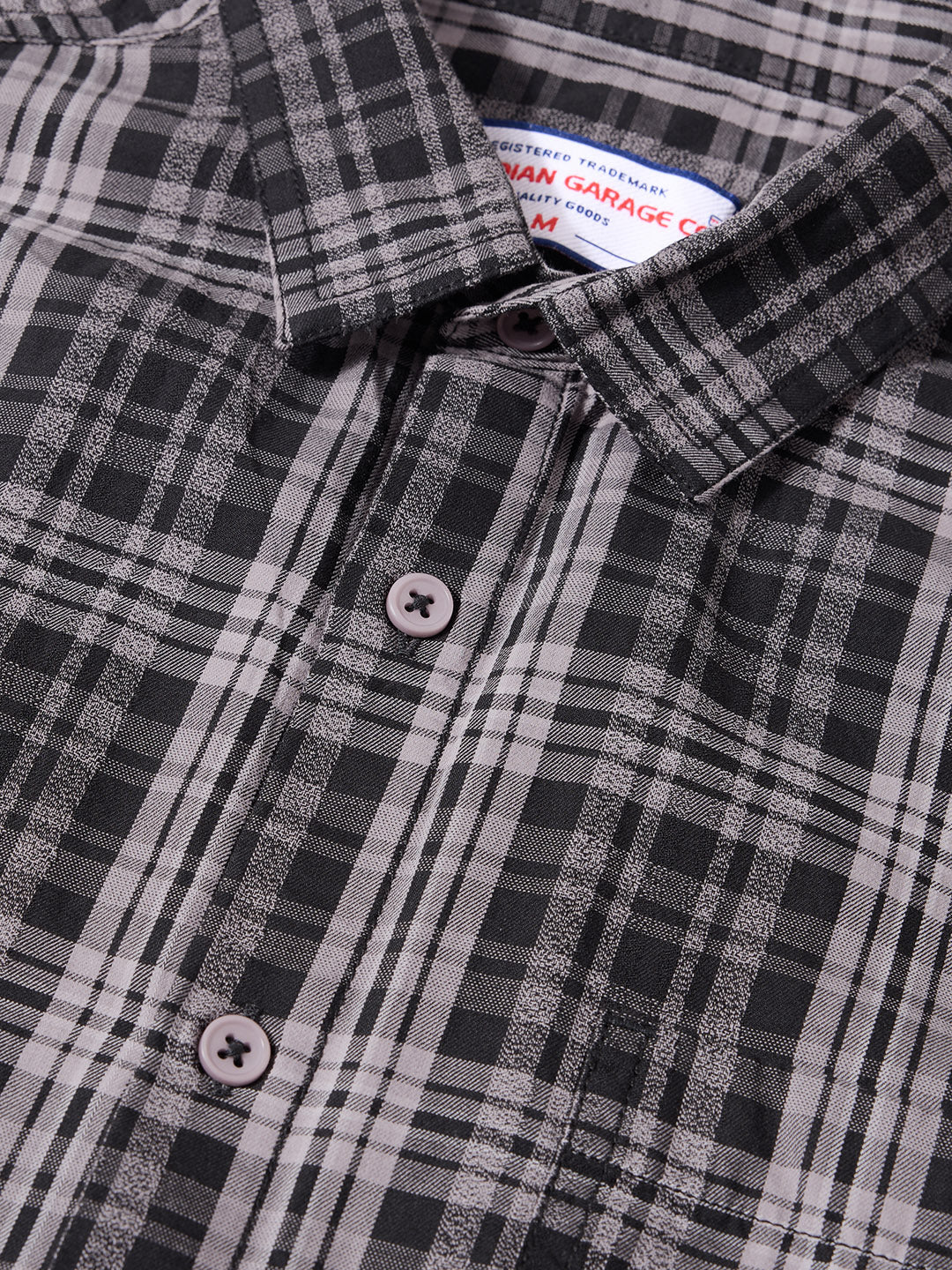 Men's Black Slim Fit Checkered Casual Shirt