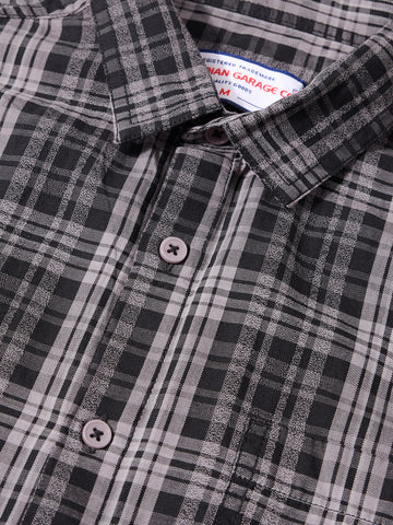 Men's Black Slim Fit Checkered Casual Shirt