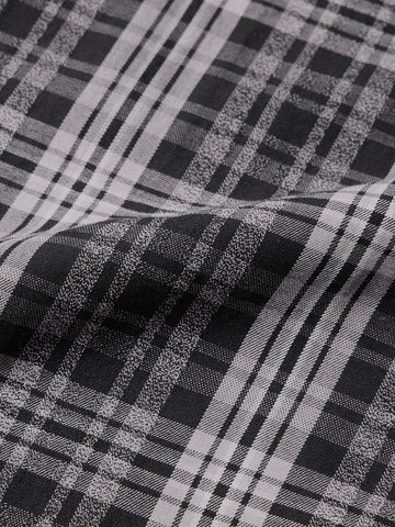 Men's Black Slim Fit Checkered Casual Shirt