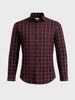 Men's Maroon Slim Fit Checkered Casual Shirt