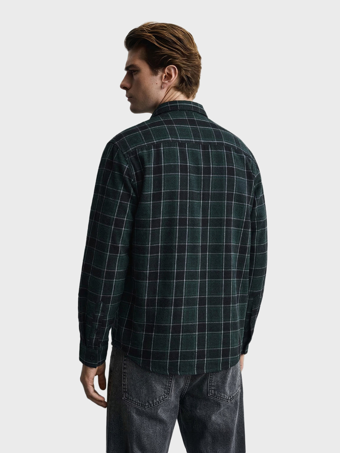 Men's Green Slim Fit Checkered Casual Shirt