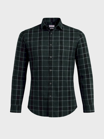 Men's Green Slim Fit Checkered Casual Shirt