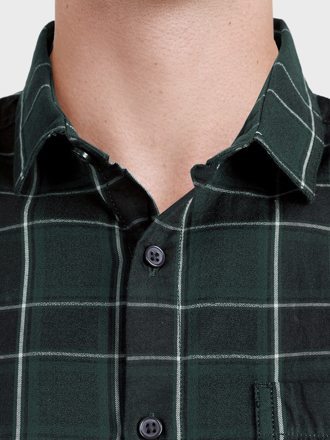 Men's Green Slim Fit Checkered Casual Shirt