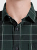 Men's Green Slim Fit Checkered Casual Shirt