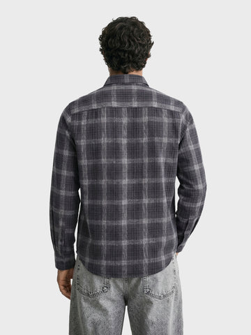 Men's Grey Slim Fit Checkered Casual Shirt