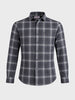 Men's Grey Slim Fit Checkered Casual Shirt
