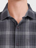Men's Grey Slim Fit Checkered Casual Shirt