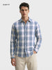 Men's Blue Slim Fit Checked Casual Shirt