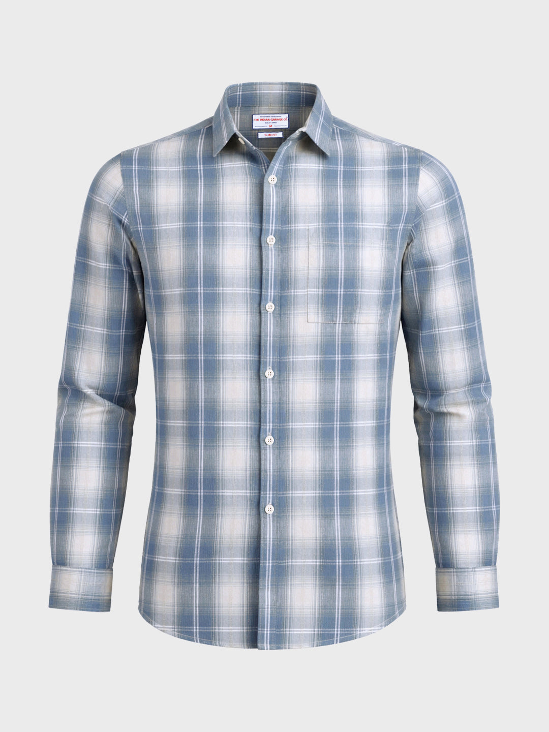 Men's Blue Slim Fit Checked Casual Shirt