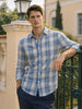 Men's Blue Slim Fit Checked Casual Shirt
