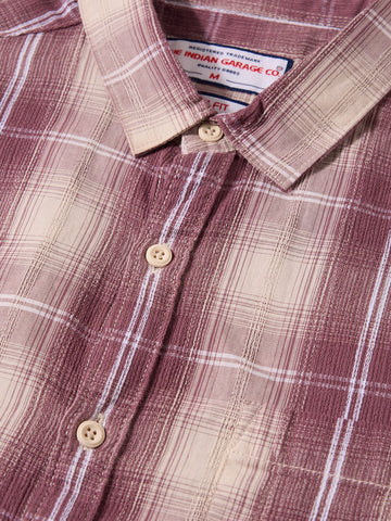 Men's Purple Slim Fit Checked Casual Shirt