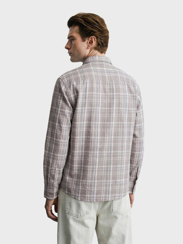 Men's Grey Slim Fit Checkered Casual Shirt