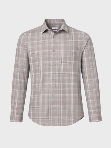 Men's Grey Slim Fit Checkered Casual Shirt