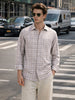 Men's Grey Slim Fit Checkered Casual Shirt