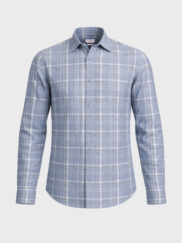 Men's Blue Slim Fit Checkered Casual Shirt