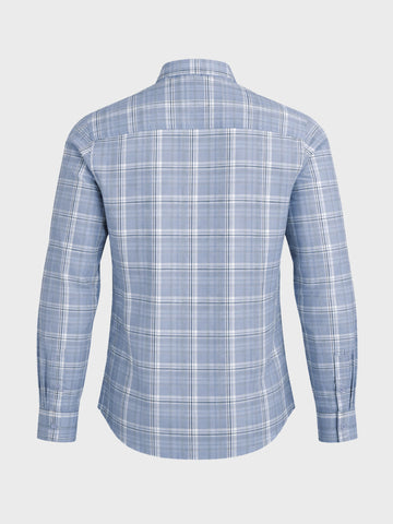 Men's Blue Slim Fit Checkered Casual Shirt