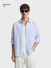 Men's Blue Super Relaxed Fit Vertical Stripes Casual Shirt