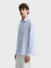 Men's Blue Super Relaxed Fit Vertical Stripes Casual Shirt