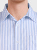 Men's Blue Super Relaxed Fit Vertical Stripes Casual Shirt