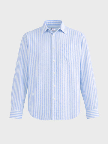 Men's Blue Super Relaxed Fit Vertical Stripes Casual Shirt