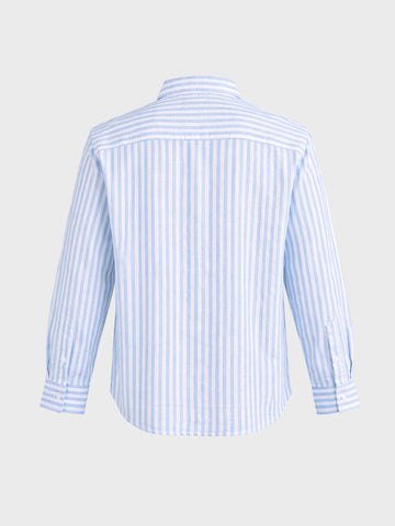 Men's Blue Super Relaxed Fit Vertical Stripes Casual Shirt