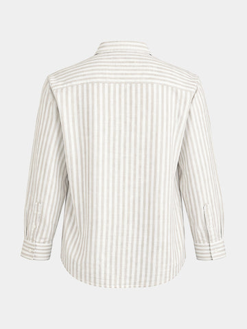 Men's Khaki Super Relaxed Fit Vertical Stripes Casual Shirt
