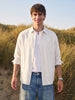 Men's Khaki Super Relaxed Fit Vertical Stripes Casual Shirt