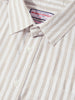 Men's Khaki Super Relaxed Fit Vertical Stripes Casual Shirt