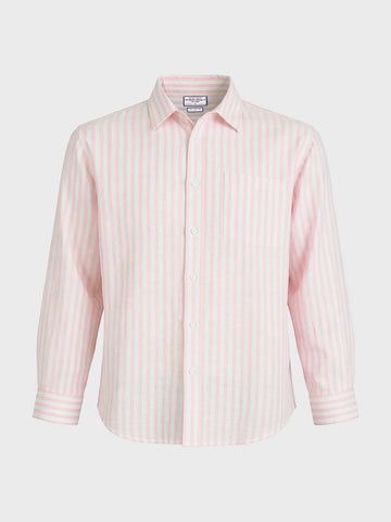 Men's Pink Super Relaxed Fit Vertical Stripes Casual Shirt