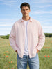 Men's Pink Super Relaxed Fit Vertical Stripes Casual Shirt