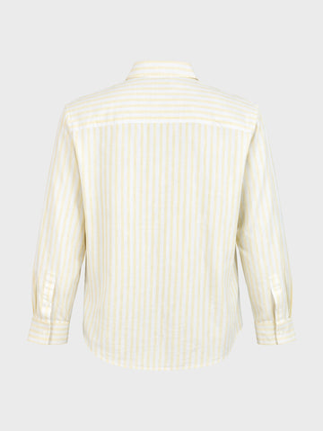 Men's Yellow Super Relaxed Fit Vertical Stripes Casual Shirt