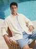 Men's Yellow Super Relaxed Fit Vertical Stripes Casual Shirt