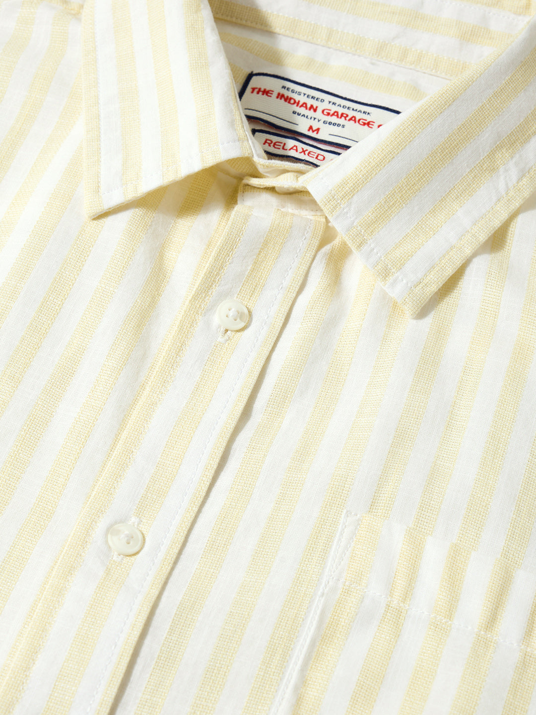 Men's Yellow Super Relaxed Fit Vertical Stripes Casual Shirt