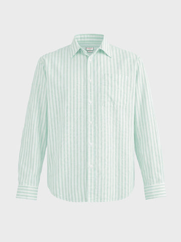 Men's Green Super Relaxed Fit Vertical Stripes Casual Shirt