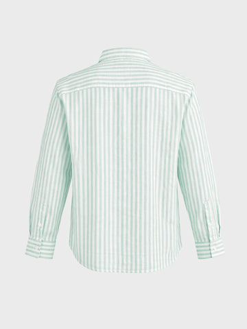 Men's Green Super Relaxed Fit Vertical Stripes Casual Shirt
