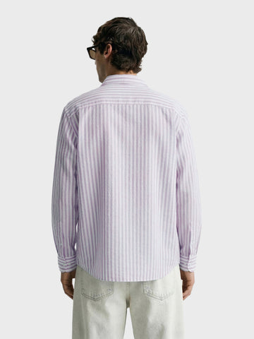 Men's Purple Super Relaxed Fit Vertical Stripes Casual Shirt