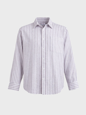 Men's Purple Super Relaxed Fit Vertical Stripes Casual Shirt