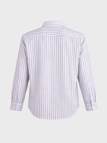 Men's Purple Super Relaxed Fit Vertical Stripes Casual Shirt