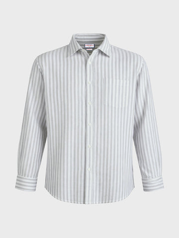 Men's Grey Super Relaxed Fit Vertical Stripes Casual Shirt