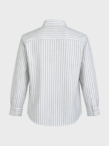 Men's Grey Super Relaxed Fit Vertical Stripes Casual Shirt