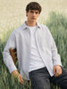 Men's Grey Super Relaxed Fit Vertical Stripes Casual Shirt