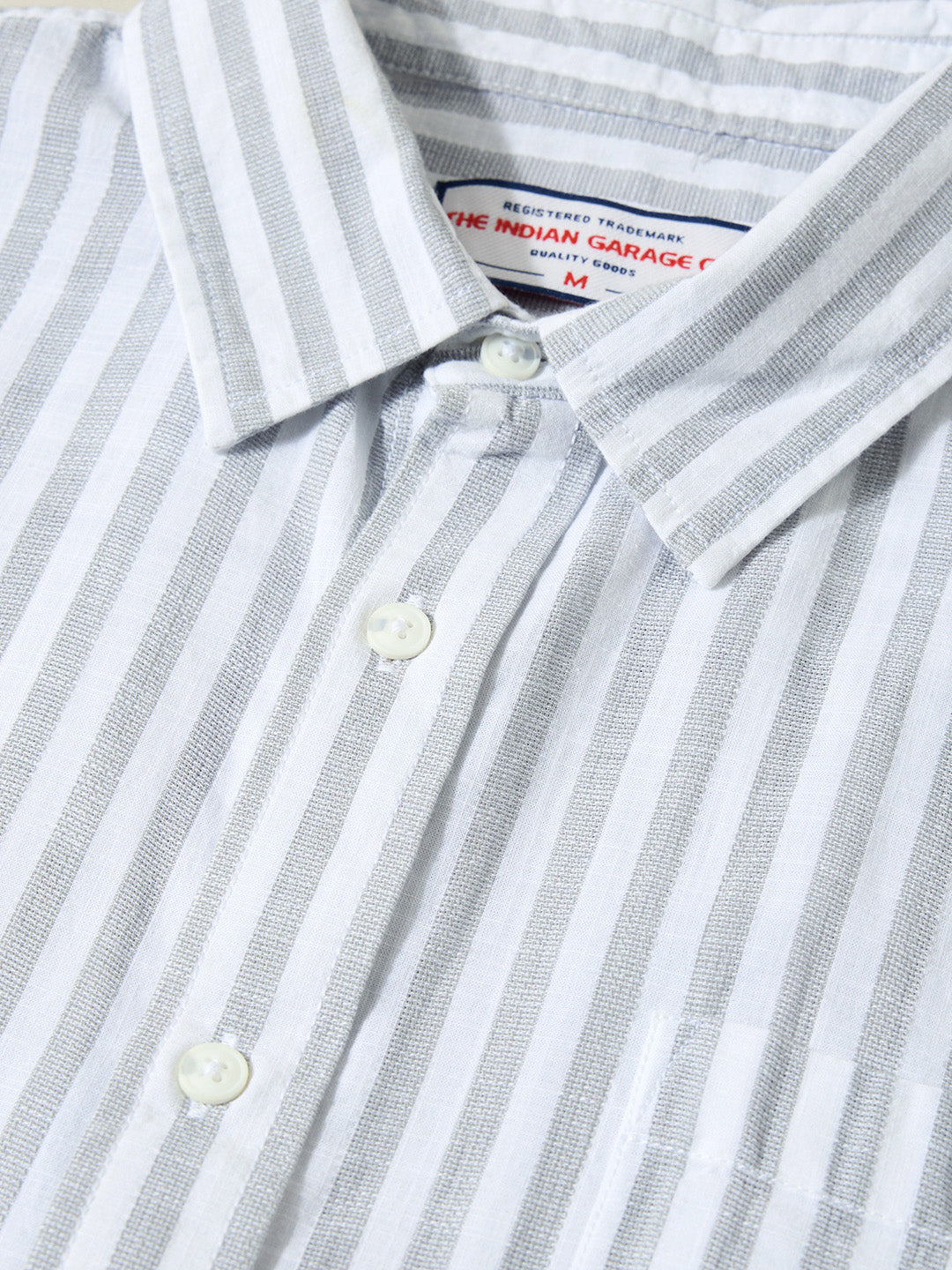 Men's Grey Super Relaxed Fit Vertical Stripes Casual Shirt