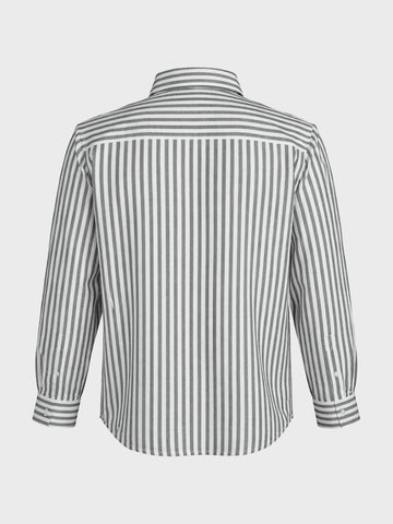 Men's Black Super Relaxed Fit Vertical Stripes Casual Shirt