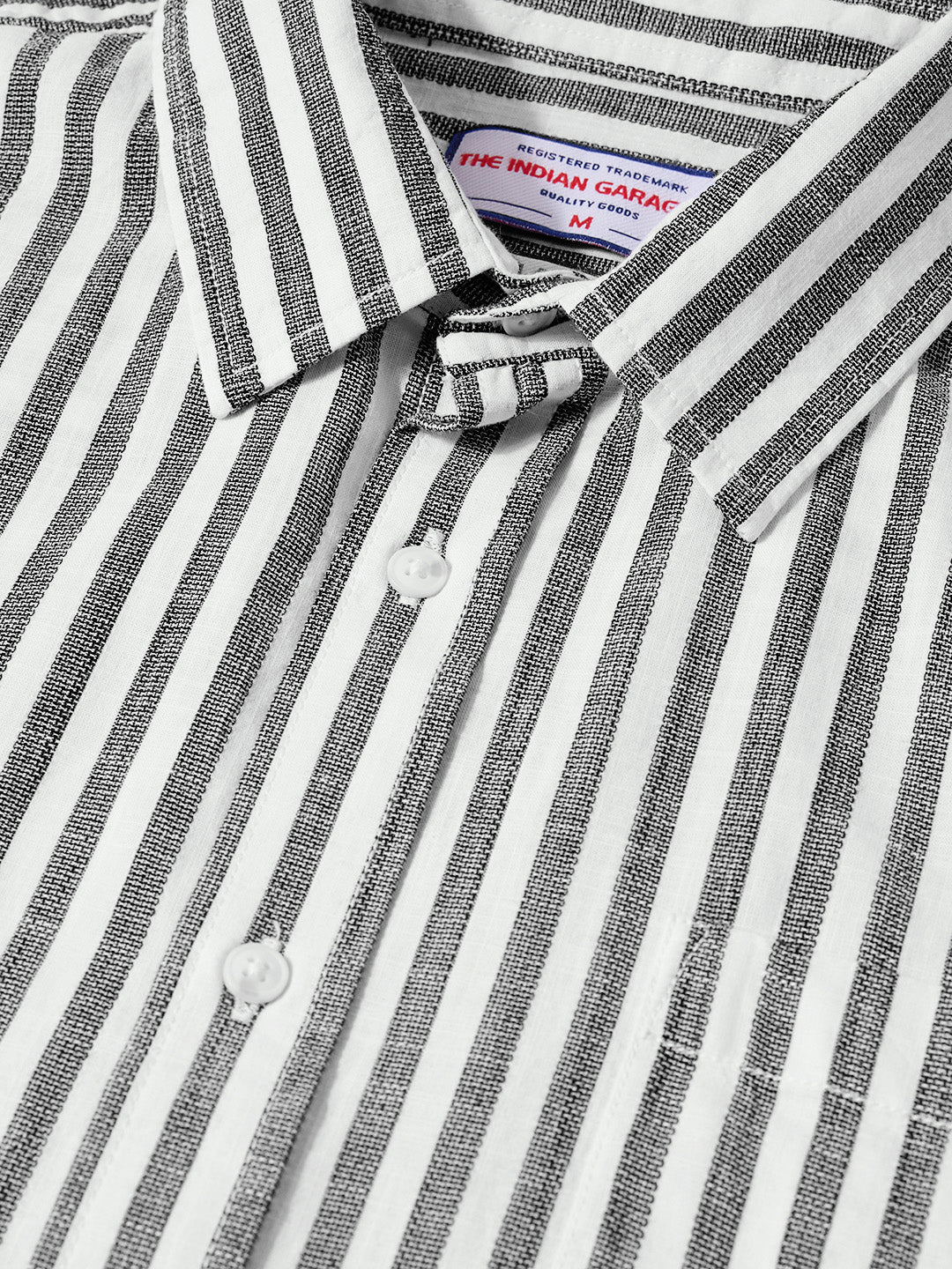 Men's Black Super Relaxed Fit Vertical Stripes Casual Shirt