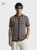 Men's Brown Slim Fit Textured Casual Shirt