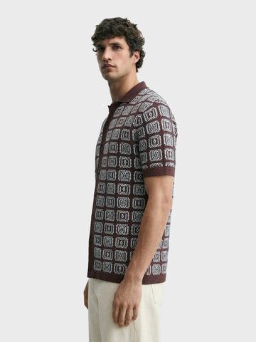 Men's Brown Slim Fit Textured Casual Shirt