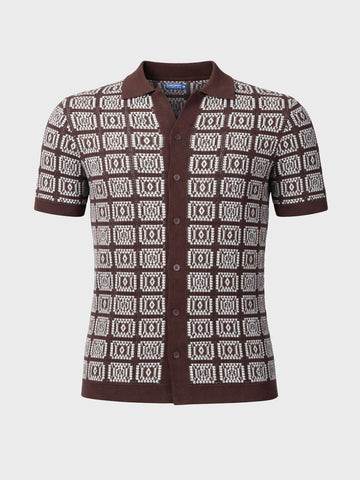 Men's Brown Slim Fit Textured Casual Shirt