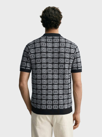 Men's Black Slim Fit Textured Casual Shirt